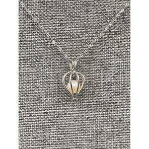 Sterling Silver Cage with pearl on 16 inch Italian Twist Chain